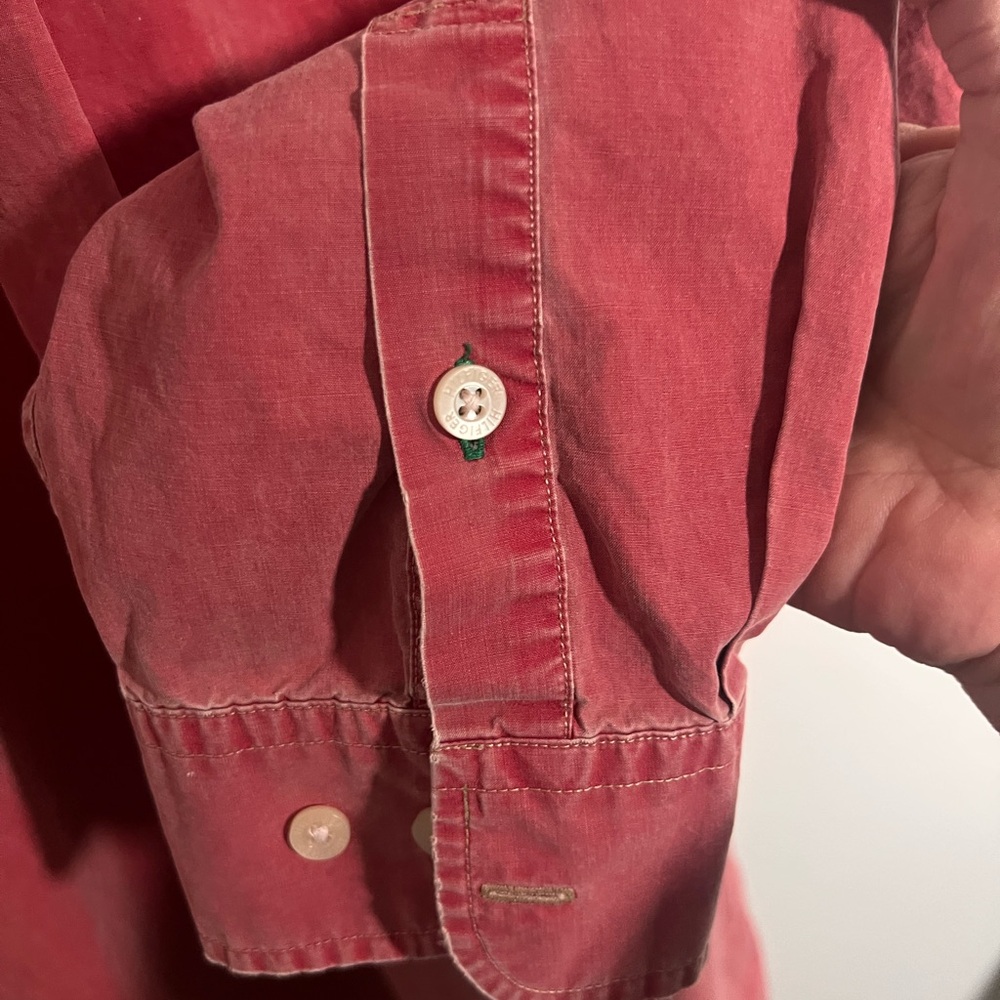 Men's Tommy Hilfiger Red Button-Up Pigment Dyed Shirt - Size XL - Picture 10 of 14